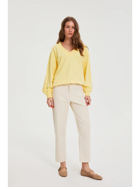 Moodo Teksas hlače s ravnim nogavicama bež Moodo