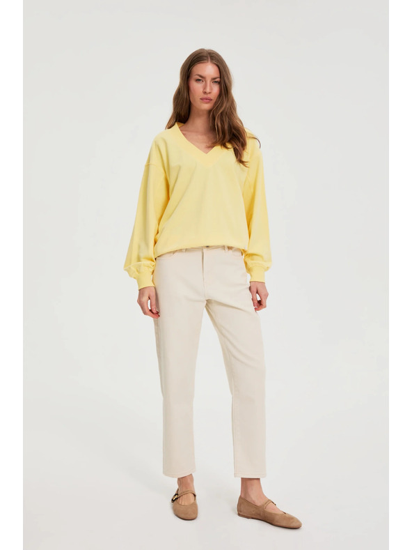 Moodo Teksas hlače s ravnim nogavicama bež Moodo