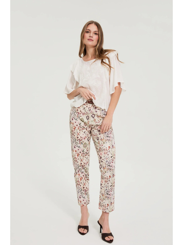 Moodo Uzorovane hlače bež Moodo