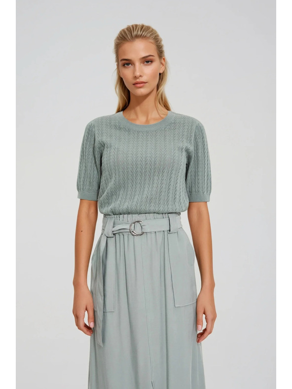 Moodo Maslinasti džemper s kratkim rukavima Moodo