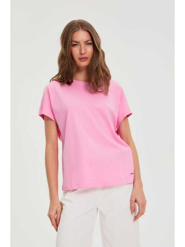 Moodo Ružičasta pamučna bluza s kratkim rukavima Moodo
