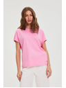 Moodo Ružičasta pamučna bluza s kratkim rukavima Moodo