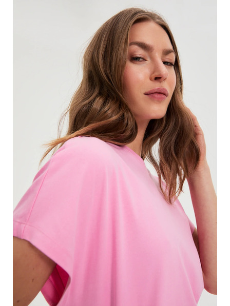 Moodo Ružičasta pamučna bluza s kratkim rukavima Moodo
