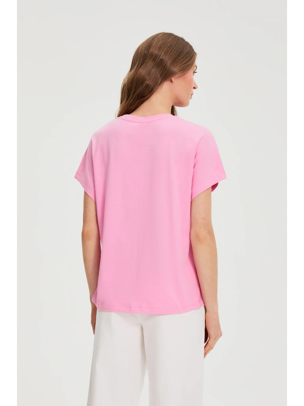 Moodo Ružičasta pamučna bluza s kratkim rukavima Moodo