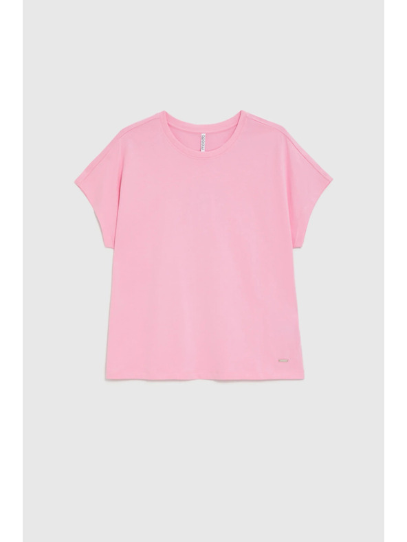 Moodo Ružičasta pamučna bluza s kratkim rukavima Moodo