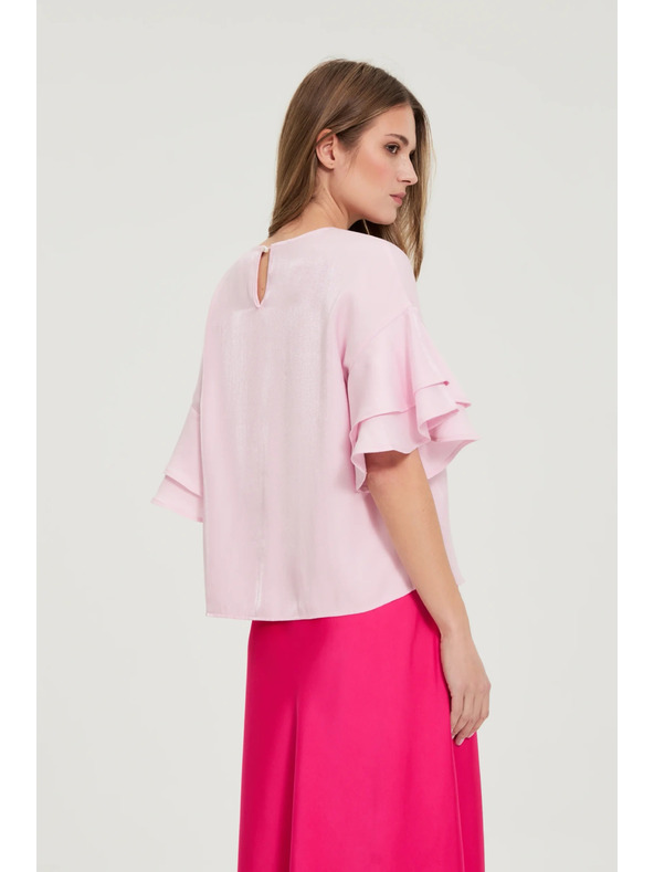 Moodo Ružičasta košulja s volanima na rukavima Moodo