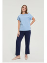 Moodo Pamučna plava bluza s kratkim rukavima Moodo