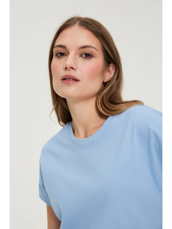 Moodo Pamučna plava bluza s kratkim rukavima Moodo