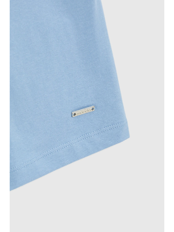 Moodo Pamučna plava bluza s kratkim rukavima Moodo