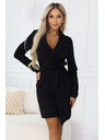 numoco Elegantne sako haljine s pojasom i asimetričnom rubom - crne