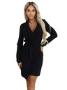 numoco Elegantne sako haljine s pojasom i asimetričnom rubom - crne