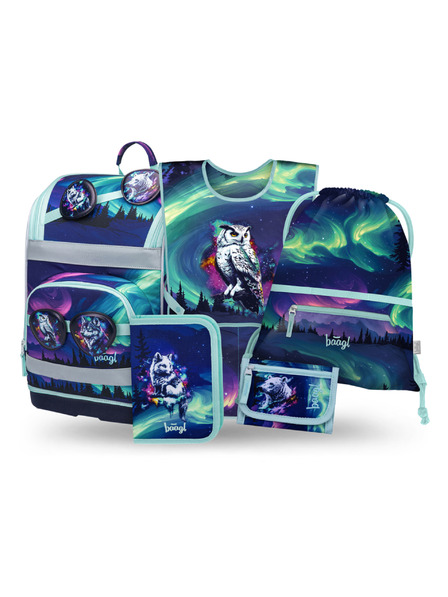 BAAGL  BAAGL SET 5 Zippy Plus Aurora: aktovka, pernica, vreća, kuhinjski pregača, novčanik GRS