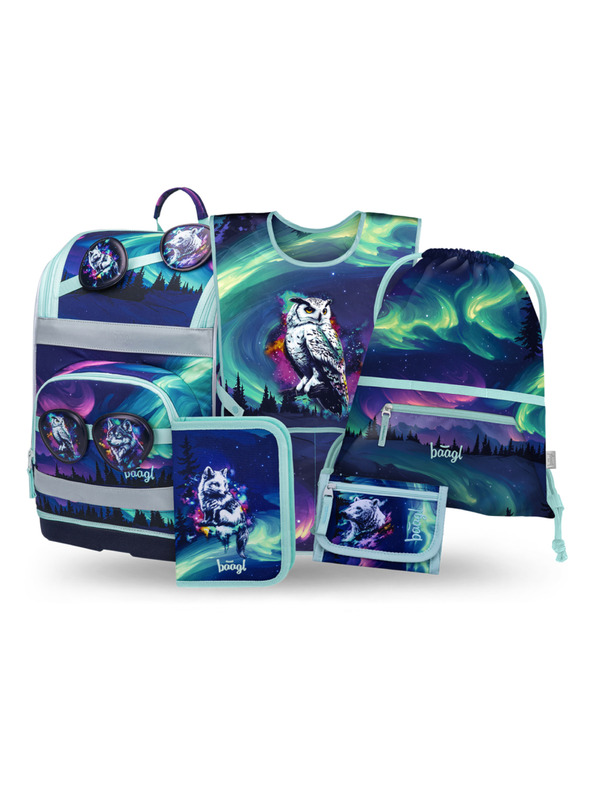 BAAGL  BAAGL SET 5 Zippy Plus Aurora: aktovka, pernica, vreća, kuhinjski pregača, novčanik GRS