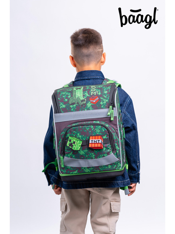 BAAGL  BAAGL SET 3 Zippy Plus Minecraft Boom: školska torba, pernica, vrećica