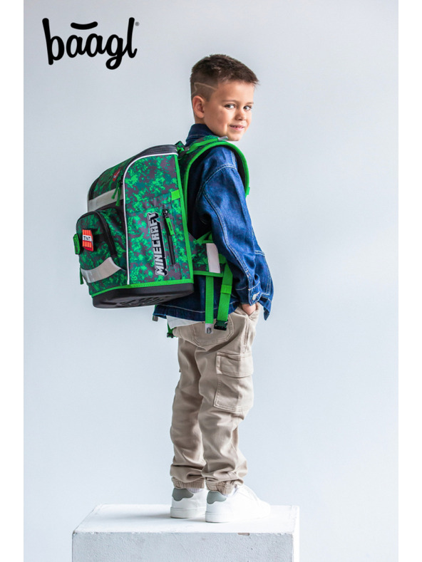 BAAGL  BAAGL SET 3 Zippy Plus Minecraft Boom: školska torba, pernica, vrećica