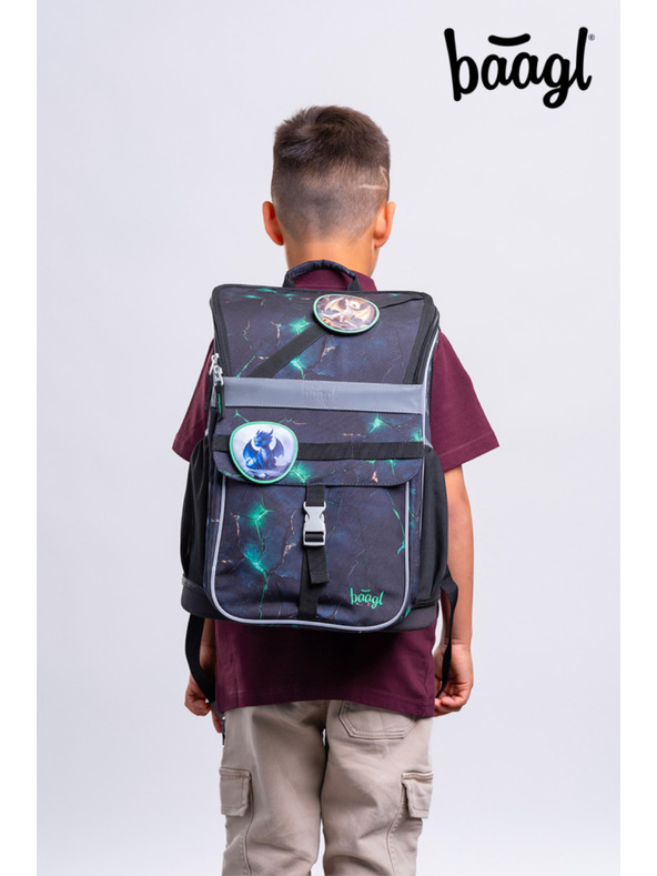 BAAGL  BAAGL SET 5 Zippy Zmajevi: aktovka, pernica, vrećica, pregača, novčanik