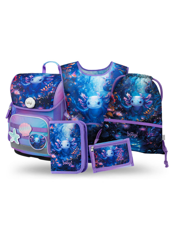 BAAGL  BAAGL SET 5 Ergo Axolotl: aktovka, pernica, vreća, pregača, novčanik