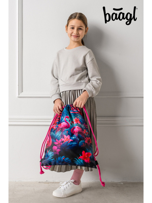 BAAGL  BAAGL SET 5 Airy Plus Flamingosi: ruksak, pernica, vrećica, pregača, novčanik