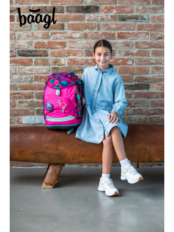 BAAGL  BAAGL SET 5 Airy Plus Flamingosi: ruksak, pernica, vrećica, pregača, novčanik