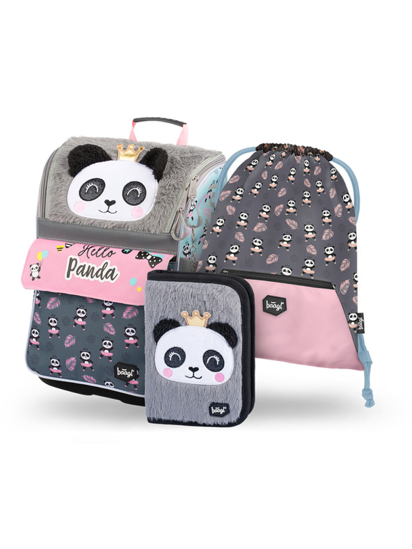 BAAGL  Sivi set 3 brze pande: aktovka, pernica, Baagl torba