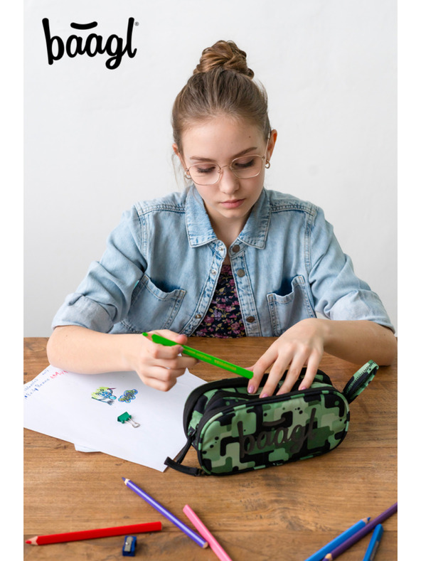 BAAGL  Zelena studentska pernica Baagl Green