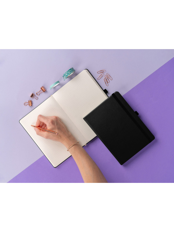 NOTIQUE NOTIQUE Notes Balacron, crn, točkasto, 15 x 21 cm