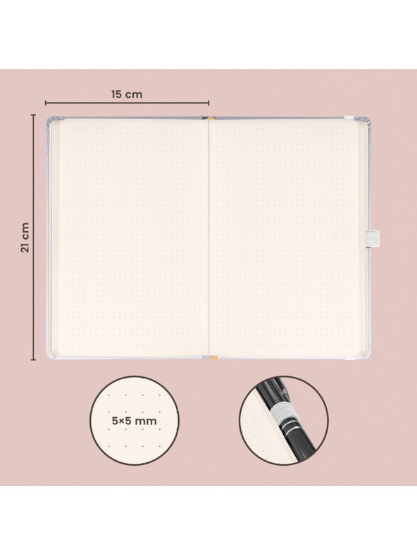 NOTIQUE NOTIQUE Notes Balacron, srebro, točkasto, 15 x 21 cm