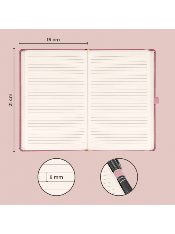NOTIQUE NOTIQUE Notes Aprint Neo, roza, crtirano, 15 x 21 cm