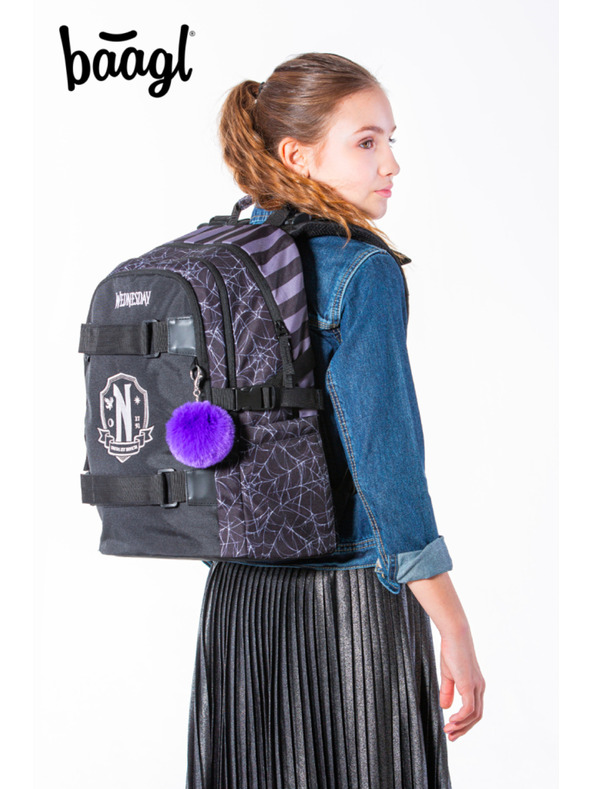 BAAGL  Crni školski ruksak Skate Wednesday Nevermore Baagl