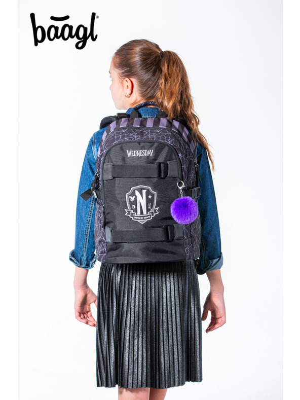 BAAGL  Crni školski ruksak Skate Wednesday Nevermore Baagl