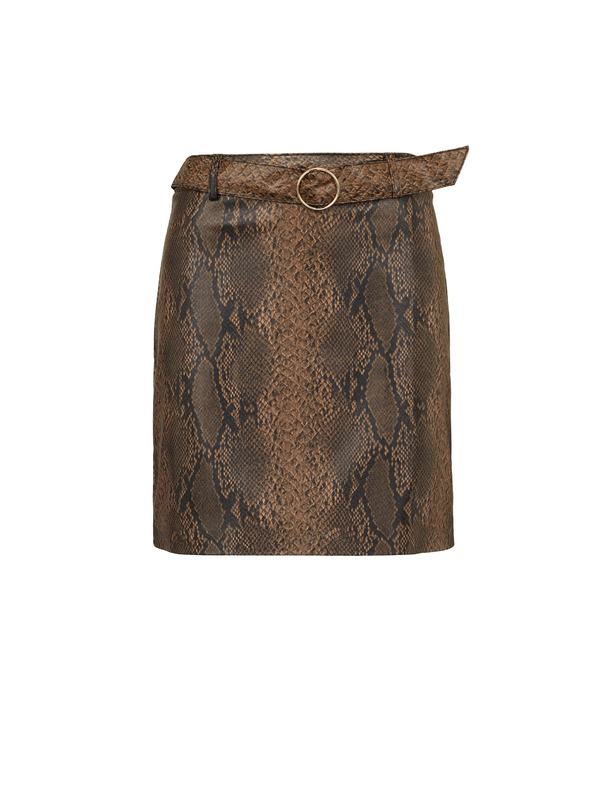 Orsay Smeđa ženska suknja od umjetne kože ORSAY