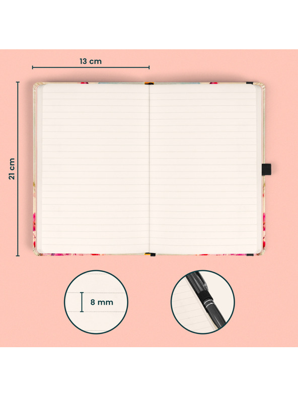 NOTIQUE NOTIQUE Bilježnica Ptičice – sakura Kateřiny Winterové, linirana, 13 x 21 cm