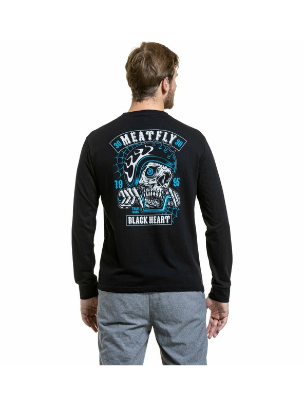 Meatfly Meatfly muška majica dugih rukava Blackheart Skull Black