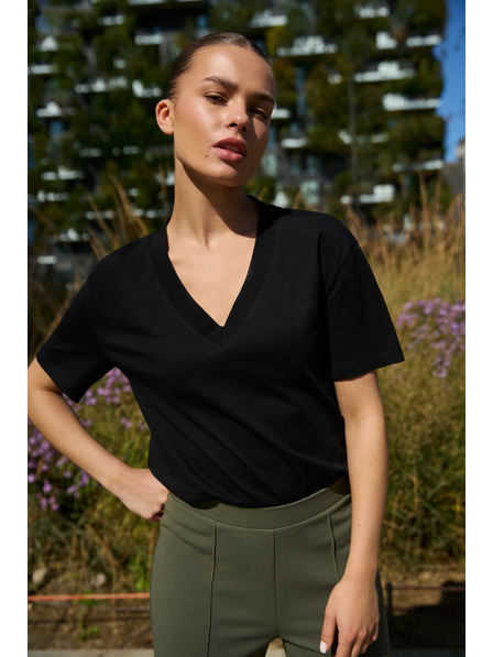 Moodo Pamučna bluza s V izrezom crna Moodo