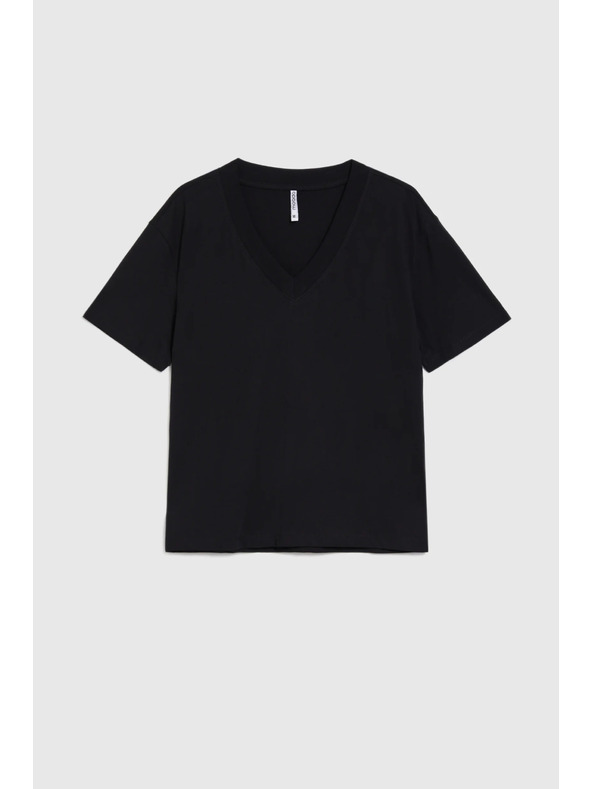 Moodo Pamučna bluza s V izrezom crna Moodo