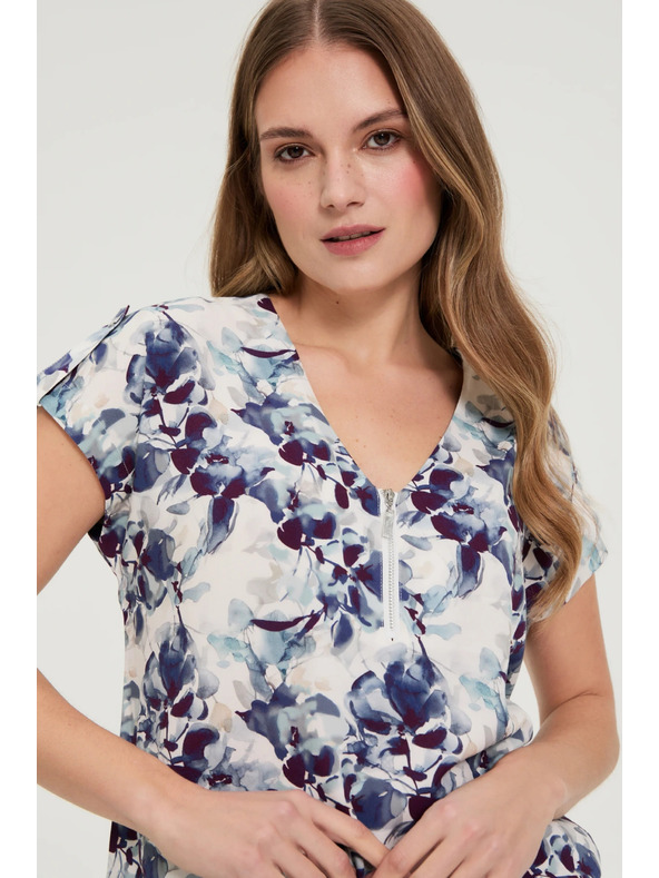 Moodo Tamno plava viskozna košulja Moodo s cvjetnim uzorkom