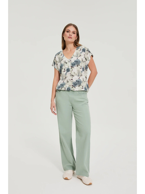 Moodo Košulja od viskoze s cvjetovima maslinasto zelena Moodo