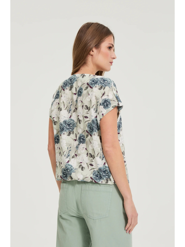 Moodo Košulja od viskoze s cvjetovima maslinasto zelena Moodo