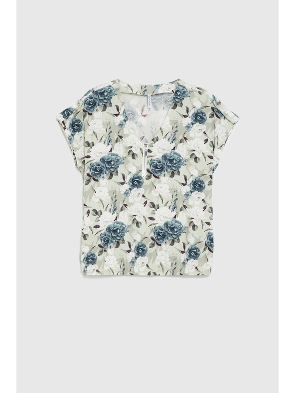 Moodo Košulja od viskoze s cvjetovima maslinasto zelena Moodo