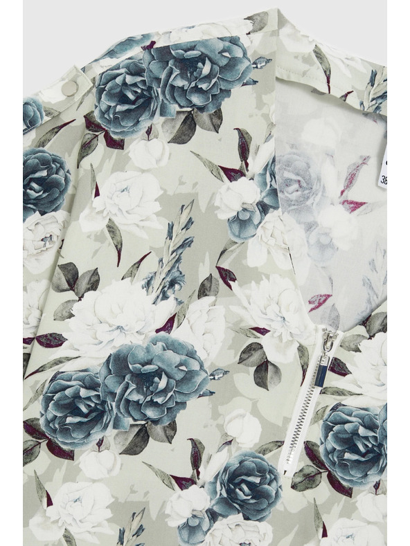 Moodo Košulja od viskoze s cvjetovima maslinasto zelena Moodo