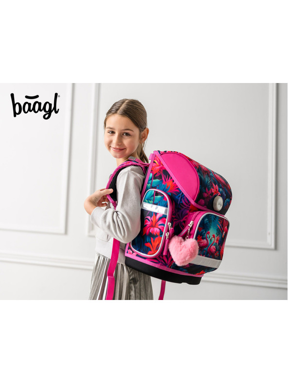 BAAGL  BAAGL SET 5 Ergo Plameňáci: aktovka, penal, sáček, zástěra, peněženka