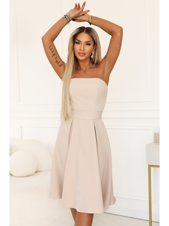 numoco VIVIENNE Korzetnе protezne midi haljine s pojasom - svijetlo bež