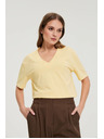 Moodo Pamučna bluza s V izrezom "V" žuta Moodo