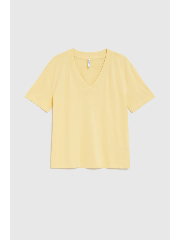 Moodo Pamučna bluza s V izrezom "V" žuta Moodo
