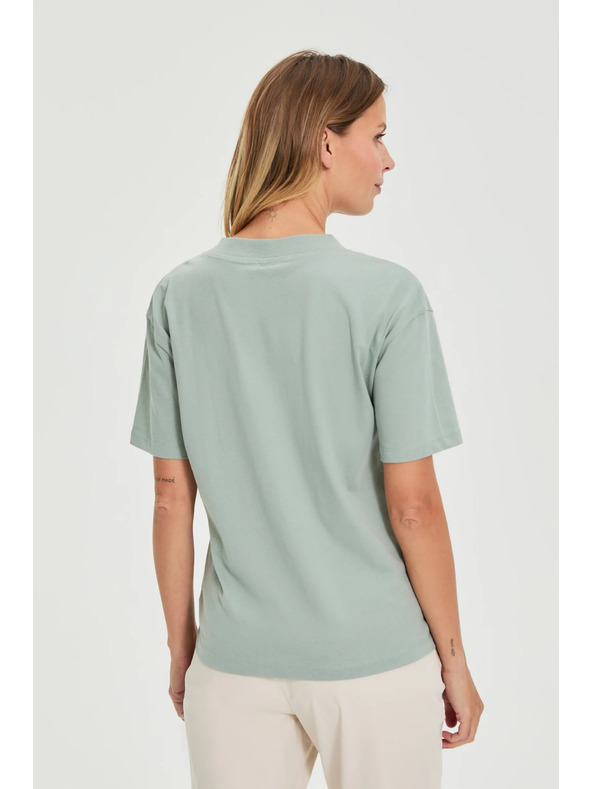 Moodo Pamučna bluza s V izrezom "V" maslinaste boje Moodo