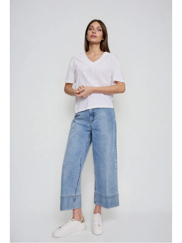 Moodo Pamučna bluza s V izrezom bijela Moodo