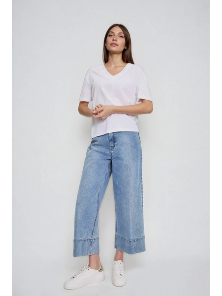 Moodo Pamučna bluza s V izrezom bijela Moodo