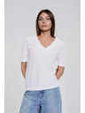 Moodo Pamučna bluza s V izrezom bijela Moodo