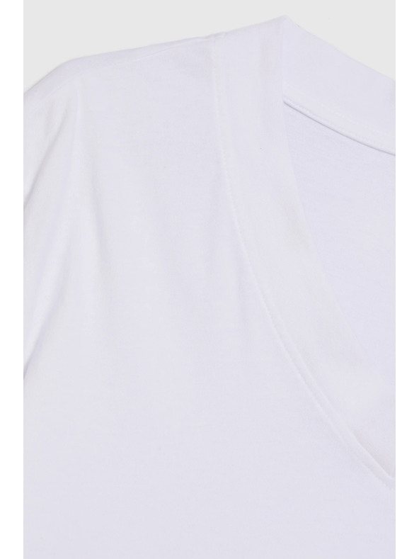 Moodo Pamučna bluza s V izrezom bijela Moodo