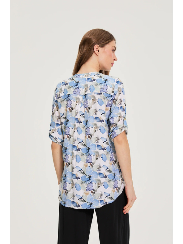 Moodo Košulja od viskoze s cvjetovima plava Moodo
